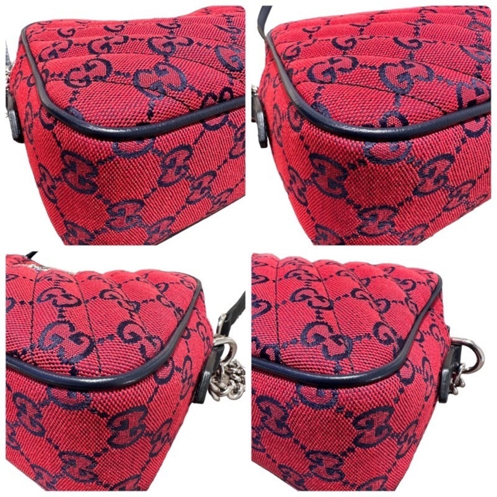 Gucci Gg Marmont Quilted Small Shoulder Bag Gg Campus Red Black View 6